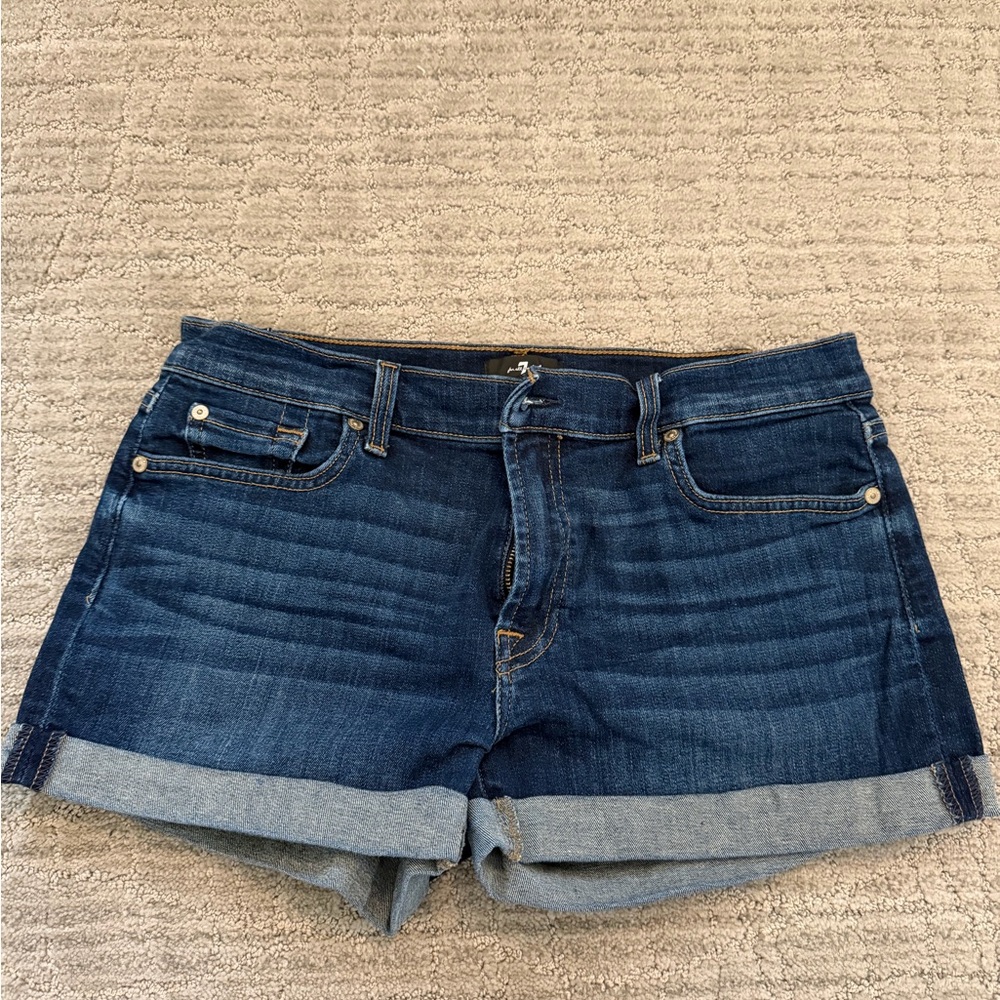 7 For All Mankind Dark Blue Jean Shorts